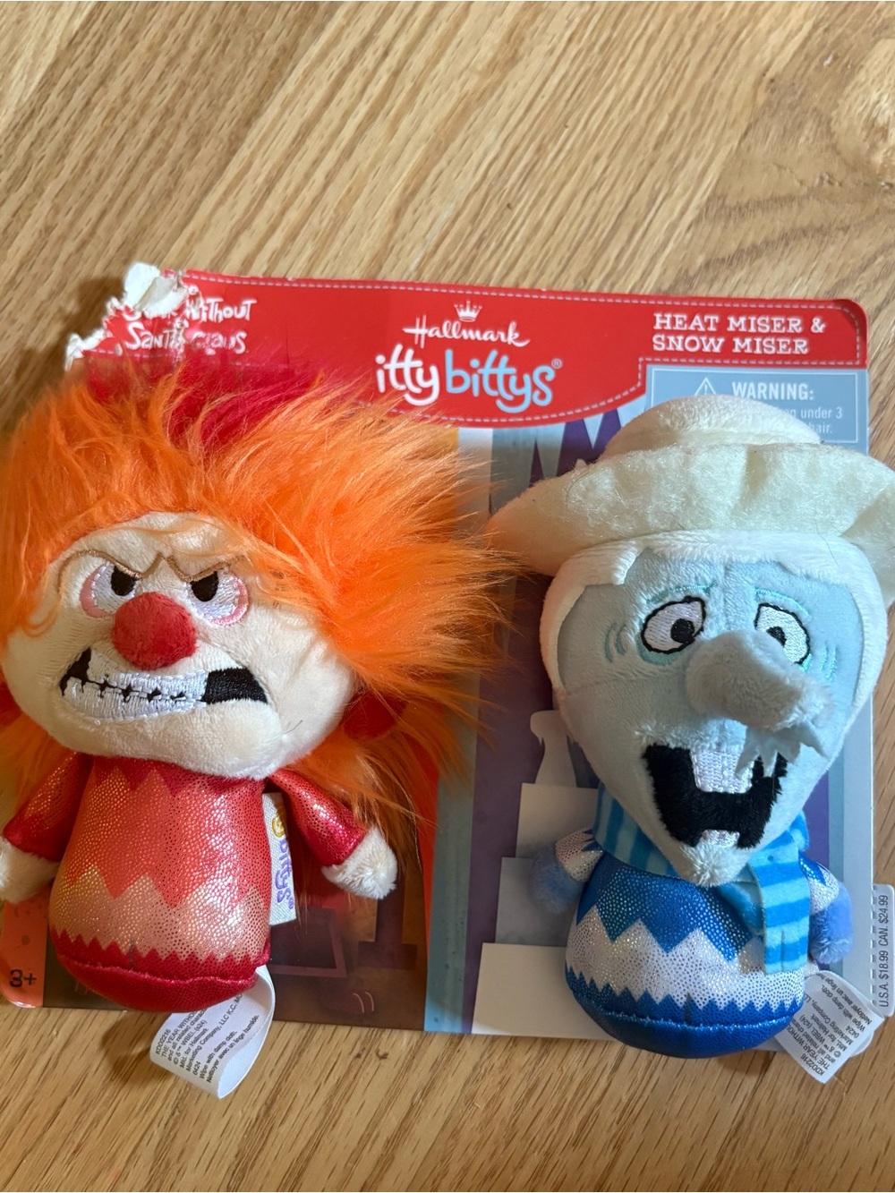 Hallmark itty bittys Heat Miser & Snow Miser Plush Duo NEW Christmas Rudolph